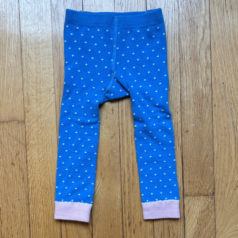 NWOT Baby Boden 6-12M Blue Knit Leggings Tights with Spring Easter Chick Duck - Picture 3 of 5